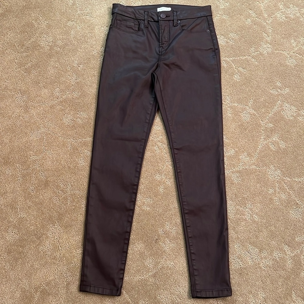 NWT Gianni Bini Tori Skinny Leg Mid Rise Coated Denim Jeans Sz 25